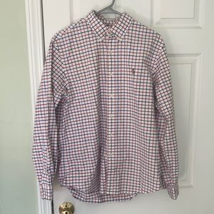 New condition, checkered, stretch oxford dress shirt.